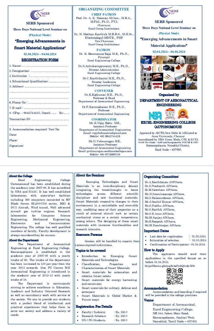 Three Days National Level Seminar on Emerging Advancements in Smart Material Applications 2024